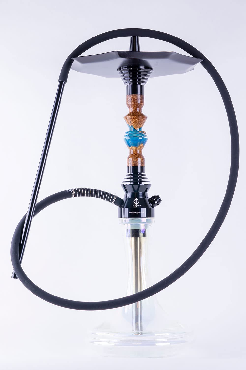 B2 Hookah Precious Cut Collection Lake Blue Burl INCLUDES MATCHING VASE