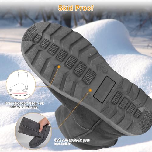 Winter Boots for Women, Classic Mid-Calf Snow Boots, Waterproof Warm Fur Lining Fashion Winter Boots for Women Girls Ladies Outdoor, Slip on & Comfortable, Anti-Slip, Size: 5-10 US 5