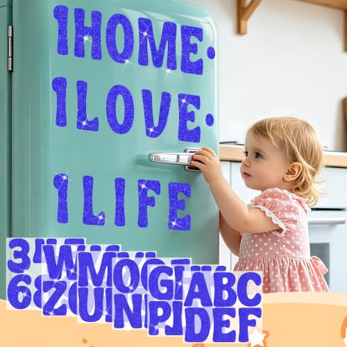 Image of Bulletin Board Letters 74 PCS Glitter Letter Stickers Large 5 Inch, Blue | 12 Sheets,Alphabet Number Stickers,Self-Adhesive,Sticker Letters for Poster Board,Classroom,Display,Mailbox,Craft,Party Decor