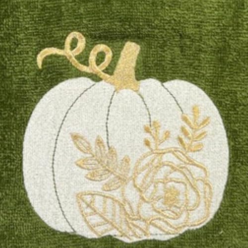 Serafina-Home-Autumn-Fall-Bath-Hand-Towels-Bathroom-Decor-Farmhouse-Harvest-Forest-Dark-Green-100-Cotton-Towels-with-Embroidered-Floral-Pumpkin-Design-2-Piece-Set Serafina Home Autumn Fall Bath Hand Towels Bathroom Decor Farmhouse Harvest Forest Dark Green 100 Cotton Towels with Embroidered Floral Pumpkin Design 2 Piece Set