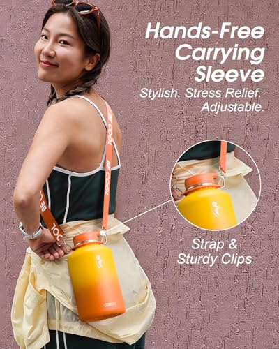 Image of Coolflask Half Gallon Water Bottle Insulated Stainless Steel with Strap