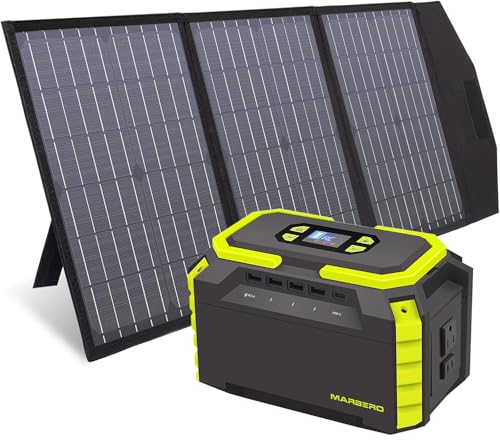 MARBERO 222Wh Solar Generator 60000mAh Portable Power Station with 60W Foldable Solar Panel Included for RV Trip, Camping, Home, Office