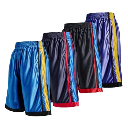 LeeHanTon 4-Pack Men's Basketball Shorts Summer Gym Training Athletic Shorts with Pockets Drawstring