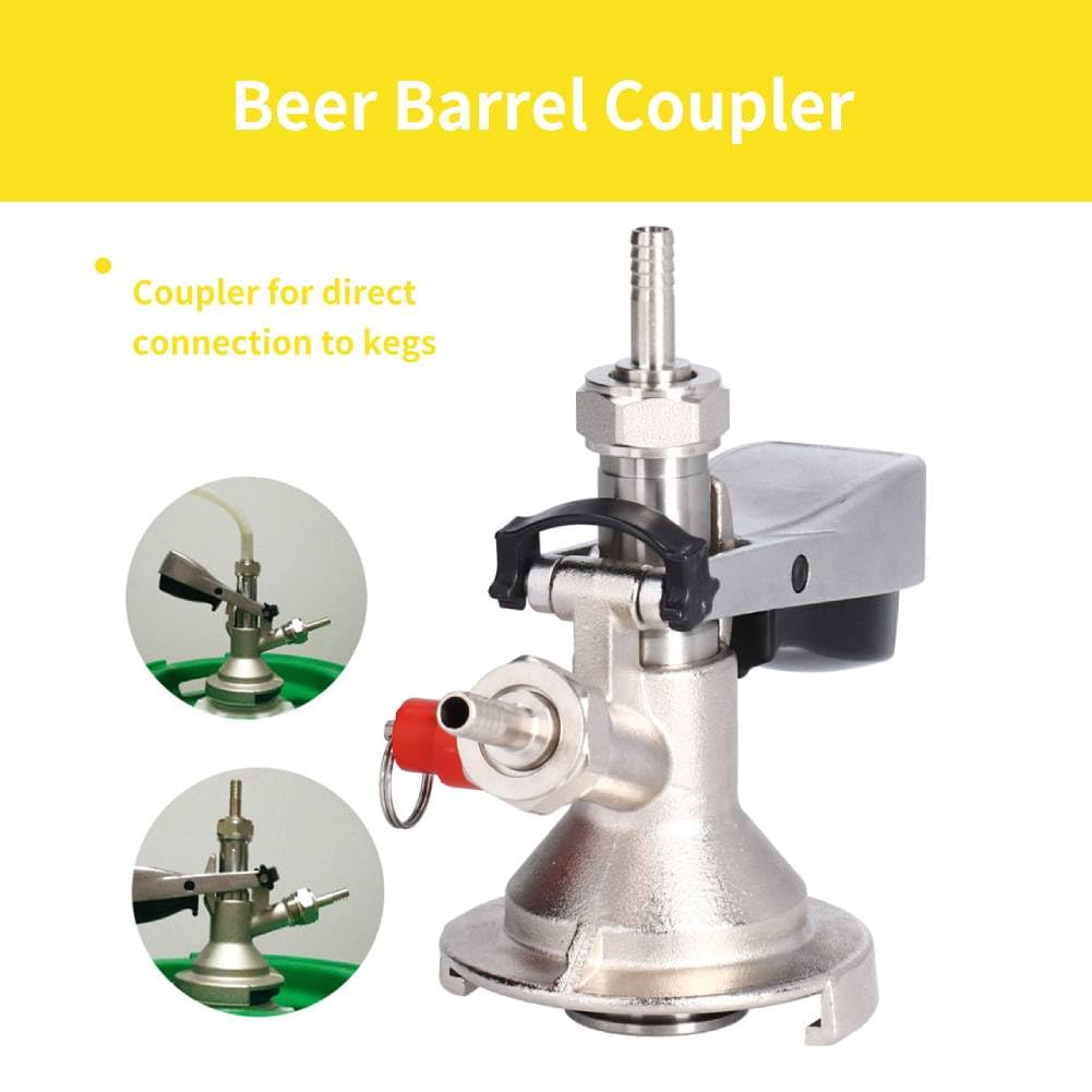 Coupleur de Fût de Bière, Distributeur de Robinet de Fût de Bière en Acier Inoxydable G5/8, un Coupleur avec Soupape de Décharge, Accessoire de Vin, Peut être utilisé avec les