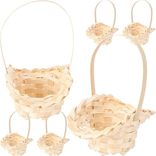 Miniatura 9 de Happyyami Cesta de huevos portátil para lavandería, cesta de picnic de mimbre, cesta de flores tejida para aperitivos, contenedores para niños,