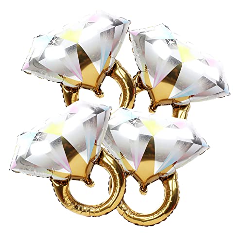 4pcs Diamond Engagement Ring Mylar Balloons Marriage Engagement and Wedding Bridal Shower Party Supplies.
