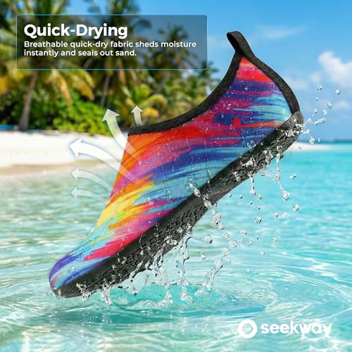Image of SEEKWAY Water Shoes Women Men Adult Quick-Dry Aqua Socks Barefoot Non Slip for Beach Swim River Pool Lake surf Black SK002(U)