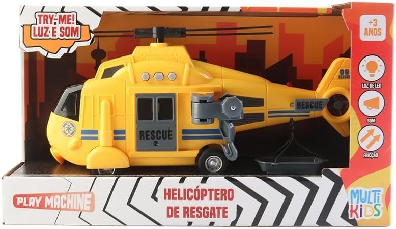 Image of Jack Royal Fire Rescue Helicopter Pull Back Friction Power Toy - Scaled Model with Projection Lights and Sound Toy Includes Cargo Basket for Kids Pretend Play Toys (6688-1)