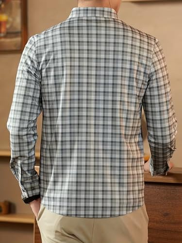 Image of Lymio Men Shirt | Checkered Button Down Shirt for Men | Slim Fit Casual & Semi-Formal Shirts for Man | Textured Long Sleeve | Office & Weekend Ready (Packs Also Available) (Small-Checks)