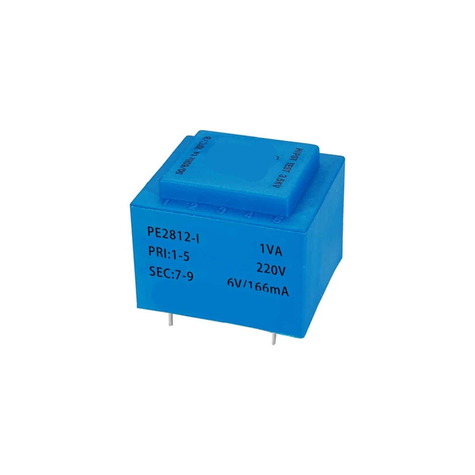 Transformateur d'isolement PE2812-I de 1VA en résine époxy encapsulé 230V vers 6V - 3