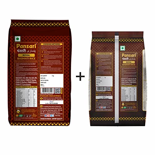 Image of Pansari Royal Basmati rice, Great Taste and Mesmerizing Aroma | Long Grain, Naturally Aged(2-Years) with Fortified | Basmati Rice, Biryani Rice, Pulao Rice (5+1Kg)