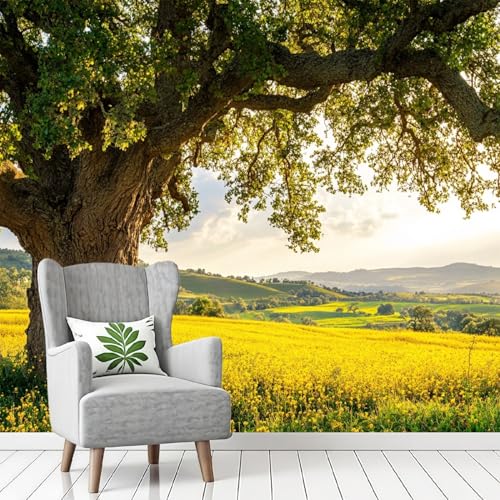Papel Tapiz Fotográfico colinas y árboles 450 x 315 cm amarillo mural pared moderno salón dormitorio oficina habitación infantil decoración