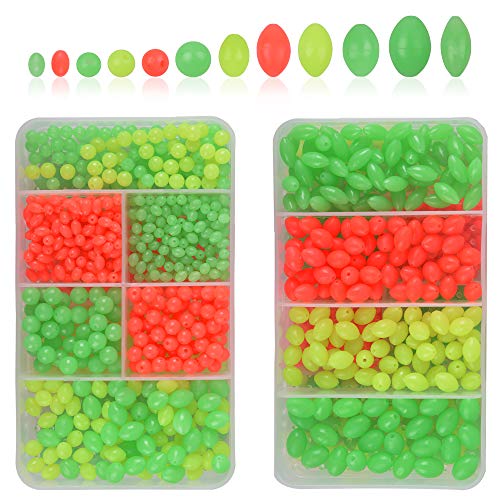 AGOOL Fishing Beads Assorted Set, 1000pcs Glow Beads Fishing...