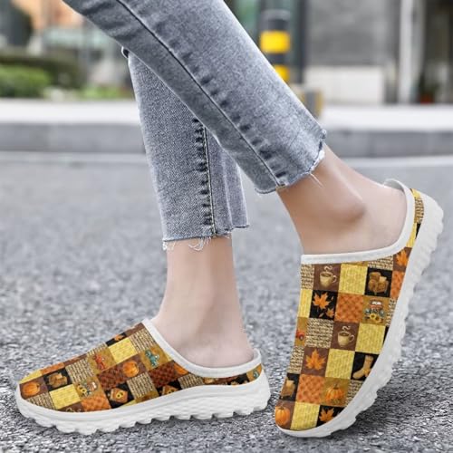 FOR U DESIGNS Thanksgiving Womens Mule Shoes Anti-Slip Summer Flats for Work Shopping Cafe Lightweight Breathable4
