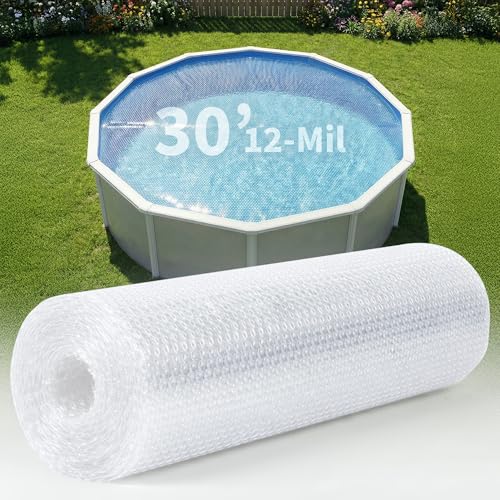 Blue Wave 30-ft Round Solar Pool Cover 12-Mil Clear Solar Cover for Above Ground Pool Thermal Bubble Blanket for Heat Retention & Reduced Evaporation