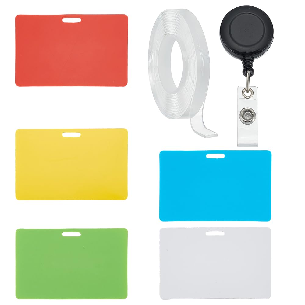 10 Set X-Ray Marker Holders, 5 Colors Id Card Name Inclde 10 Pcs Plastic Badge Holders and 2 Roll Acrylic Double Sided Adhesive Tape for Doctors Nurses Teacher Gift for Christmas