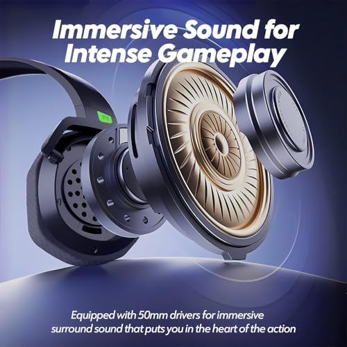 Image of NUBWO G06 Dual Wireless Gaming Headset with Microphone for PS5, PS4, PC - 23ms Low Latency Audio - 100-Hour of Playtime - 50mm Drivers (Black-Green)