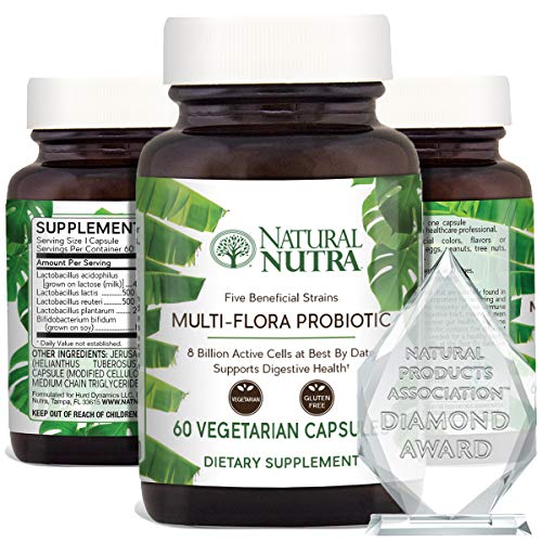 Ultimate Multi Flora Probiotic by Natural Nutra â€“ 5 Strains: Lactobacillus Acidophilus, Bifudus and More, 60 Capsules
