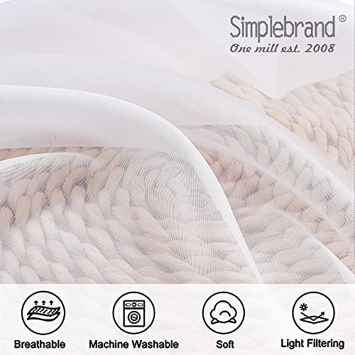 Image of Simplebrand Sheer White Curtains 120 Inches Long, Extra Long Rod Pocket Solid Color Window Sheer Curtain Panels, Elegant Curtains & Drapes for Living Room, Bedroom 2 Panels (White, 2x42x120'')
