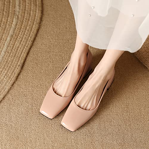 Concise Patent Block Heel Square Toe Women Pumps4