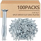 Tandefio 100 Pcs 1/4' x 2' Split Drive Flat Zinc Plated, Hammer in Concrete Nails for Applicable to Concrete and Cement Structures