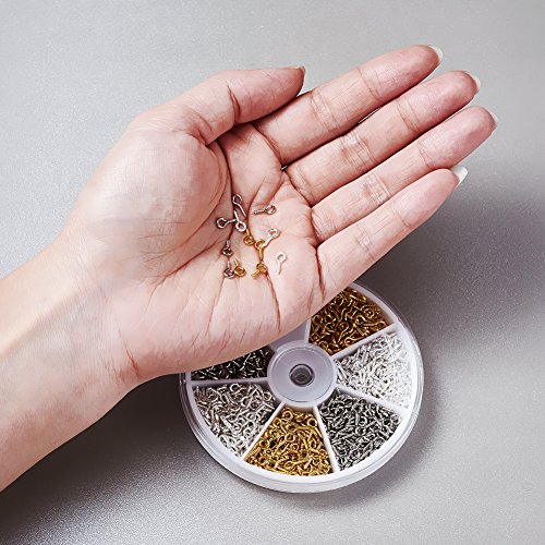 Pandahall 1Box/700Pcs 3 Colors Iron Screw Eye Pin Bail Peg Eye Lags Hooks For Half-Drilled Beads Clay Resin Charms Jewelry Pendants Making Golden & Silver & Platinum 8X4Mm & 10X4Mm #TOP5