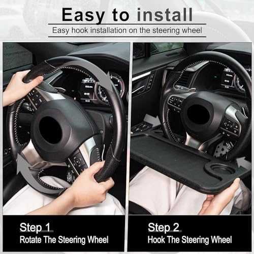 JUSTTOP Car Steering Wheel Desk, Multifunctional Portable Car Laptop Computer Rack and Food Steering Wheel, Fits for Most Vehicles - Image 5