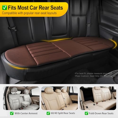 Image of kingphenix 3-Piece Car Seat Cushion Set, 1.2inch Memory Foam Comfort, 2 Front Automotive Seat Cushions + Rear Bench Cushion, Non-Slip Bottom, Fits Sedan SUV Truck Van, Car & Office Chair, Brown