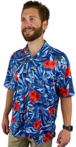 USMC Hawaiian Shirt Cool Blue USA Made4
