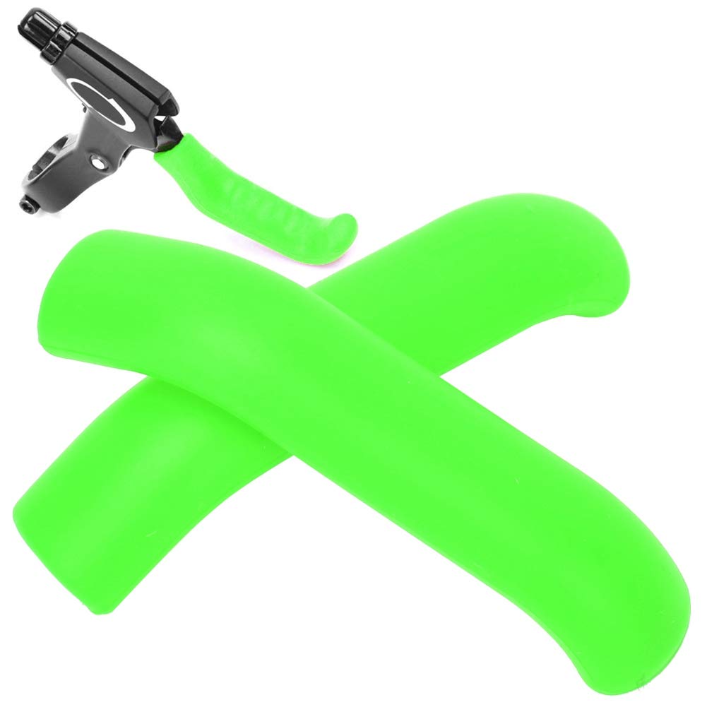 Jelquix 5 Pair Silicone Brake Lever Protector, Durable Anti-Skid Bike Brake Handle Cover for Mountain and Road Biking, Comfortable Grip, Red/Black/Blue/Green (Green)