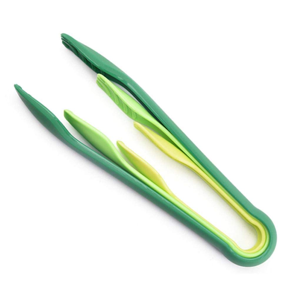 Duorui Green 3Pcs Kitchen Tongs Set Food Toast Tongs Plastic For Bread Fruit Salad Serving Non-Slip Multicolor