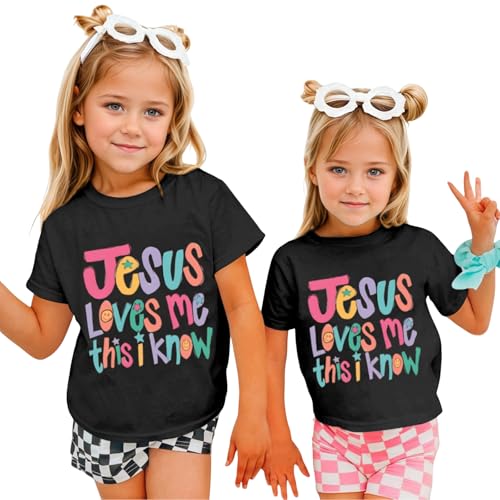 Image of BINTEHGS Jesus Shirts for Kids Christian Graphic Tees for Girls Religious God Tshirts Inspirational Bible Verse Cute T-Shirts
