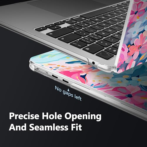Image of Mektron Case for 2026 MacBook Air 13-inch M5 Laptop A3449 with 13.6-inch Liquid Retina Display, 2025 2024 2022 M4 /M3 /M2 MacBook Air 13 inch Hard Shell Cover, Model A3240 A3113 A2681, Hand-Painted Flowers