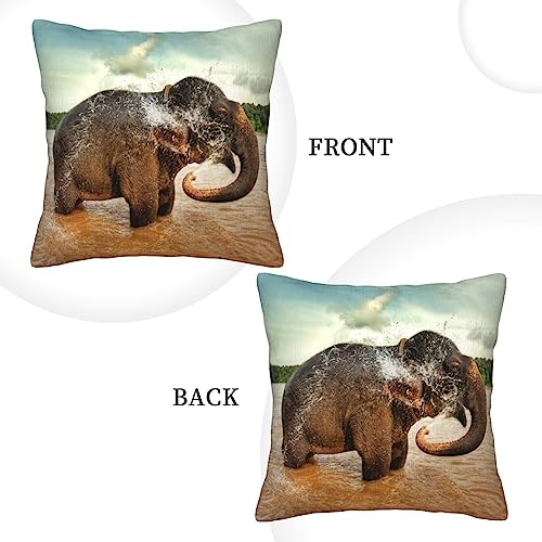 Housse de coussin velours côtelé éléphant pour canapé et lit doux