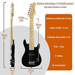 3rd Avenue Pack Guitare Électrique enfant Taille Junior 1/4 pour Débutants, Ampli Portable 5 W, Jack, Housse, Médiators et Sangle – Noir - Les Beatles, Paul McCartney, John Lennon, RIngo Starr, George Harrison 3rd Avenue Pack Guitare Électrique enfant Taille Junior 1/4 pour Débutants, Ampli Portable 5 W, Jack, Housse, Médiators et Sangle – Noir – Image 2