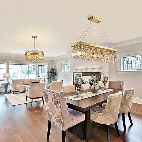 Siljoy-6-Light-Modern-Crystal-Chandelier-Rectangular-Gold-K9-Crystal-Raindrop-Chandelier-for-Dining-Room-Luxury-Adjustable-Ceiling-Pendant-Light-for-Living-Room-Kitchen-Island-L315-x-W10-x-H10