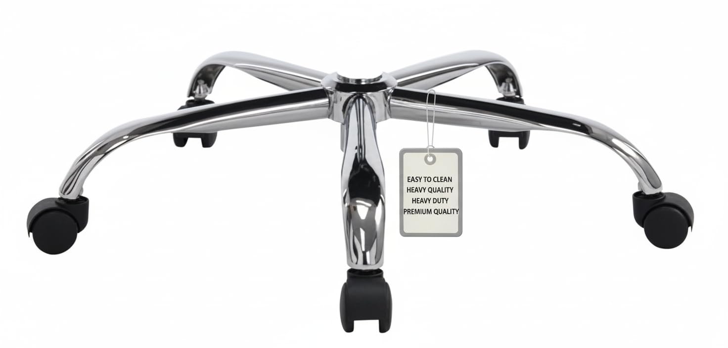 26-Inch Revolving Chair with Steel Chrome Spider Base & Twin Caster Wheels – Sleek Chrome Design for Universal Chair