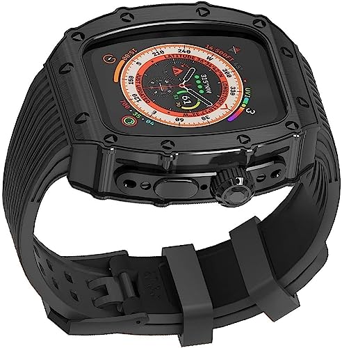 Boîtier en métal et bracelet silicone de luxe pour Apple Watch Ultra 49mm