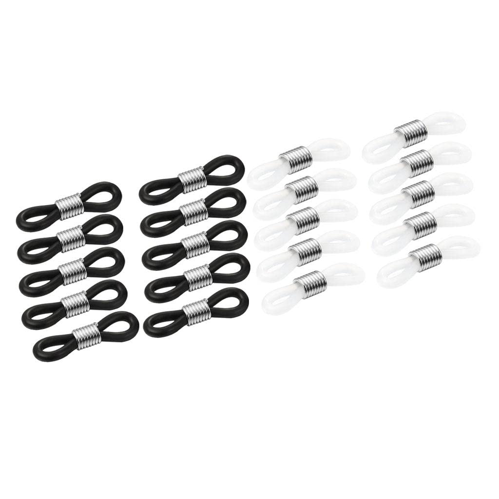 AnyCommand® 20 Pieces Black and Translucent White Anti Slip Rubber Metal Ends Connectors for Eyeglass Chain Holding AdjustableJewelry Bails Jewelry Findings Beads Jewelry Making-image-36