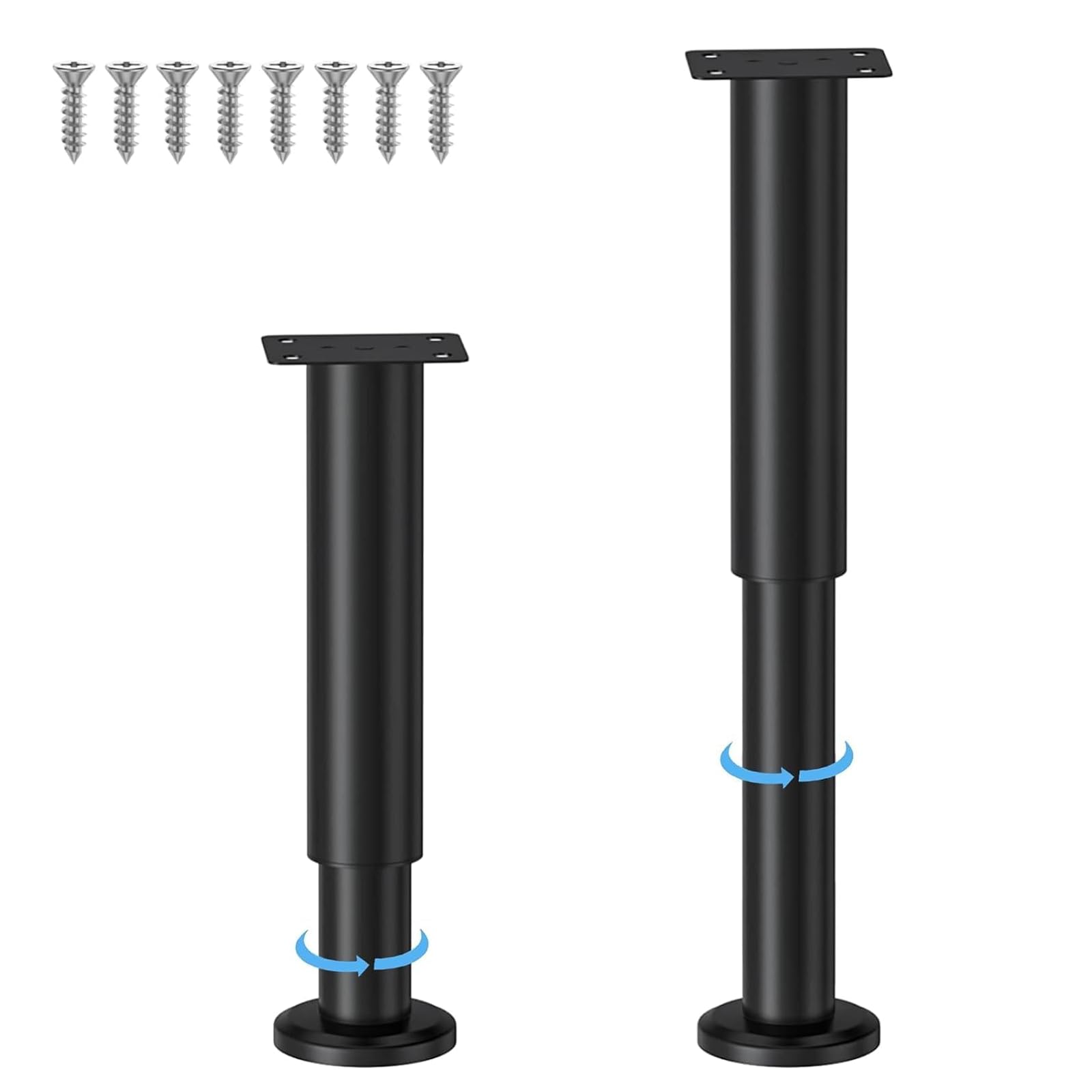 YELIKIT 2-Piece Bed Support Legs - Adjustable Metal Furniture Legs, 25-42cm for Bed Sofa, Cabinet, Couch, Dresser, Table, YDFL-P-007