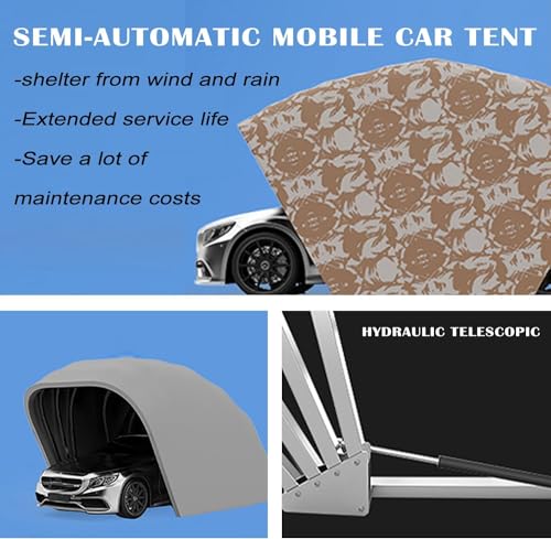 Tenda portatile per auto con design pieghevole in acciaio inox per protezione da sole e pioggia, ideale per attività all'aperto e riparo per piccoli veicoli