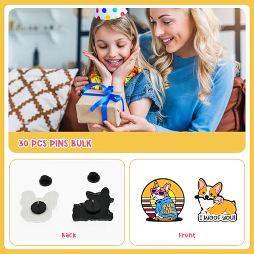 Image of 30 PCS Cute Pins Bulk,Funny Backpack Pin Lapel Badge Pins Set Different Dog Brooch Pins for Backpacks,Jackets,Hats,Bags