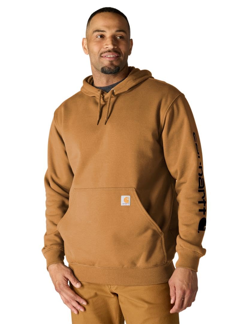 Carhartt Midweight Sleeve Logo Hoodie Sweatshirt à Capuche, Marron, Homme