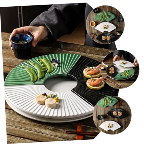 Plato de cerámica estilo japonés en forma de abanico blanco miniatura 7