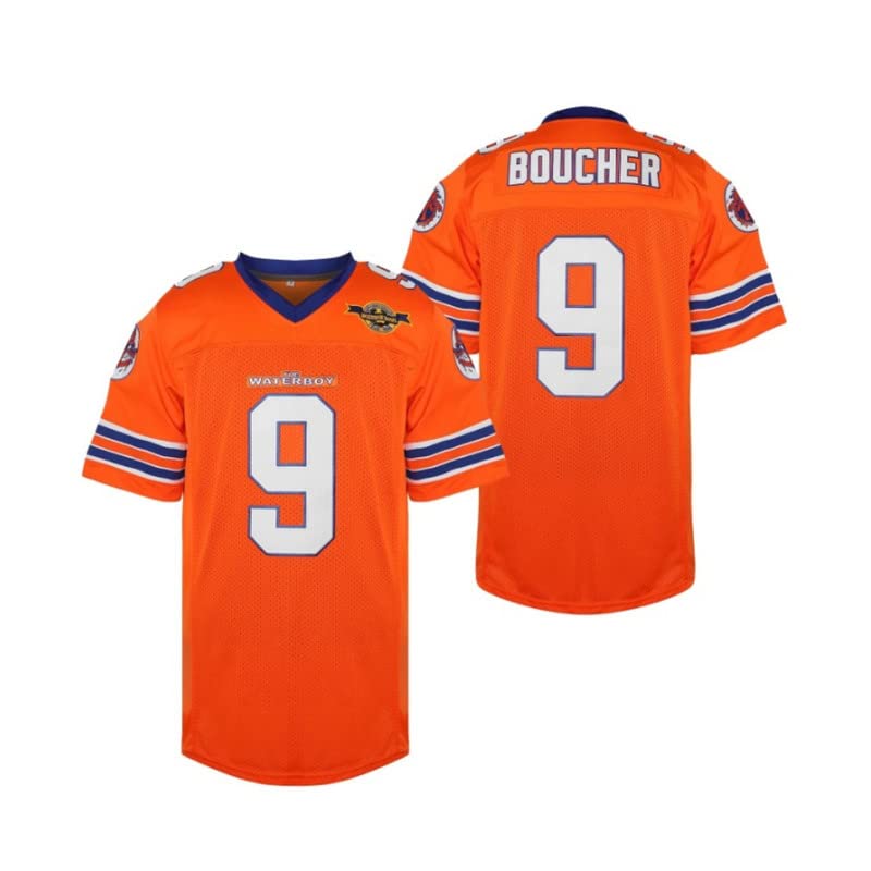 Bobby Boucher Jersey 9 The Water Football Jersey 50th Anniversary Sandler Mud Dogs Bourbon Bowl Sports Sewn Orange