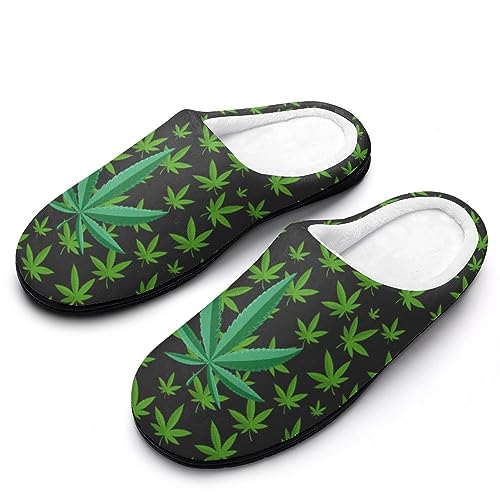 Leaf Weed Rasta Marijuana Red Yellow Green Art Man Woman Slippers Soft Keep Warm Cotton Shoes Anti Skid Winter Indoor Step on