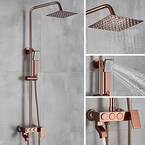 RONPOTY Juego de grifo de ducha negro y dorado, juego de grifos de ducha de aluminio con grifo mezclador de agua fría y caliente con bidé, blanco Go, Ro,1
