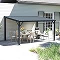 Domi 10' x 14' Lean to Gazebo, Wall Mounted Gazebos Pergola with Built in Drainage System, Galvanized Steel Roof, Hardtop Patio Shelter for Deck, Porch, Backyard and More