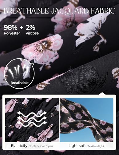 Image of GRACE KARIN 2026 Women's Spring Floral Midi Dress Square Neck Beach Wedding Guest Dresses Flowy A Line Casual Summer Clothes
