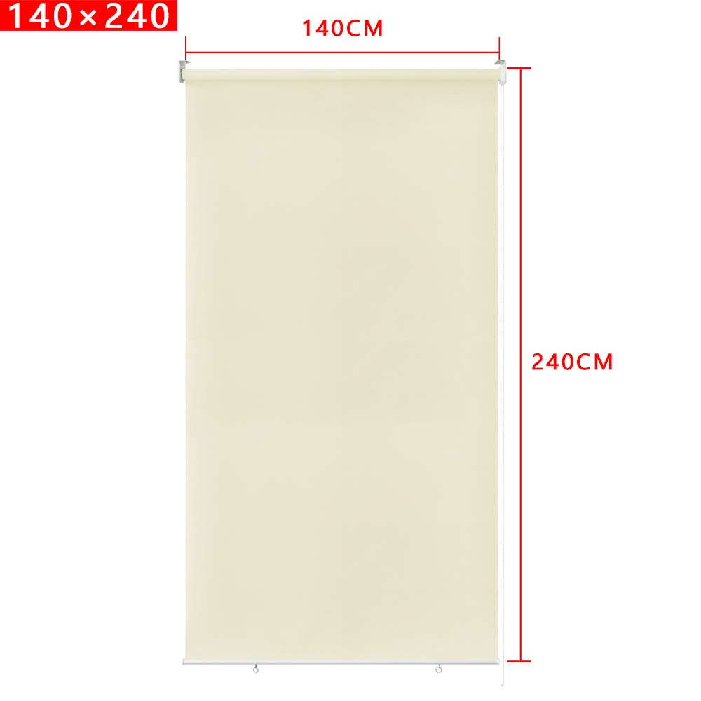 Store d’extérieur, store vertical, store occultant, protection solaire, imperméable, store de balcon pour balcon, terrasse, 140 x 240 cm - Beige